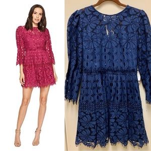 NWT Laundry by Shelli Segal 2 Lace Dress 2 Midnight Navy